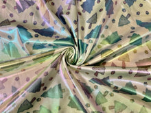 Load image into Gallery viewer, Holo Pleather Brittany Frost Designs Xmas Tree Print #15 Shiny Stretch Vinyl Poly Spandex 190 GSM Apparel Fabric 58&quot;-60&quot; Wide By The Yard