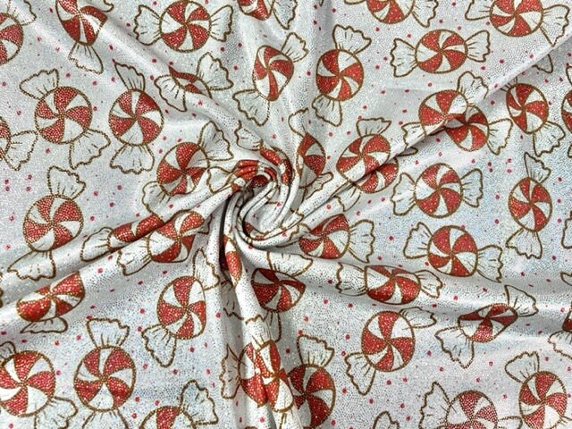 Sparkle Brittany Frost Designs Mint Candy Print #13 Shimmer Stretch Poly Spandex 190 GSM Apparel Craft Fabric 58"-60" Wide By The Yard