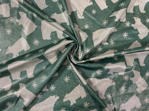 Sparkle Brittany Frost Designs Polar Bear Print #17 Shimmer Stretch Poly Spandex 190 GSM Apparel Craft Fabric 58"-60" Wide By The Yard