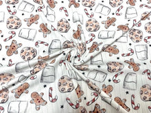 Load image into Gallery viewer, 8x3 Rib Brittany Frost Designs Milk Cookies DBP Knit Print #439 Brushed Poly Spandex Stretch 190GSM Apparel Fabric 58"-60" Wide By The Yard