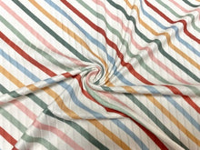 Load image into Gallery viewer, 8x3 Candy Cane Xmas Stripe DBP Knit Print #442 Double Brushed Poly Spandex Stretch 190GSM Apparel Fabric 58&quot;-60&quot; Wide By The Yard