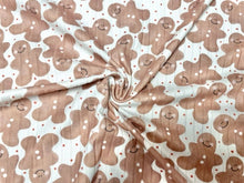 Load image into Gallery viewer, 8x3 Rib Brittany Frost Designs Gingerbread DBP Knit Print #449 Brushed Poly Spandex Stretch 190GSM Apparel Fabric 58&quot;-60&quot; Wide By The Yard