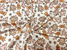 Load image into Gallery viewer, 8x3 Rib Brittany Frost Designs Xmas Tree DBP Knit Print #464 Brushed Poly Spandex Stretch 190GSM Apparel Fabric 58&quot;-60&quot; Wide By The Yard