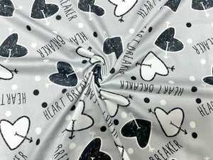 Brittany Frost Designs Heart Breaker DBP Print #915 Double Brushed Polyester Spandex Apparel Stretch Fabric 190 GSM 58"-60" Wide By The Yard