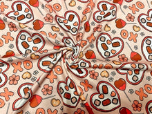 Load image into Gallery viewer, Brittany Frost Designs XOXO Candy DBP Print #917 Double Brushed Polyester Spandex Apparel Stretch Fabric 190 GSM 58&quot;-60&quot; Wide By The Yard