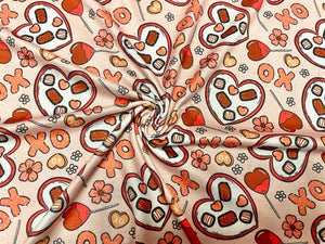 Brittany Frost Designs XOXO Candy DBP Print #917 Double Brushed Polyester Spandex Apparel Stretch Fabric 190 GSM 58"-60" Wide By The Yard