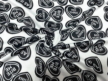 Load image into Gallery viewer, Brittany Frost Designs Candy Hearts DBP Print #922 Double Brushed Polyester Spandex Apparel Stretch Fabric 190 GSM 58&quot;-60&quot; Wide By The Yard