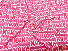 Load image into Gallery viewer, XOXO Hearts V-Day Bullet Print #828 Ribbed Scuba Techno Double Knit 2-Way Stretch Poly Spandex Apparel Craft Fabric 58&quot;-60&quot; Wide BTY