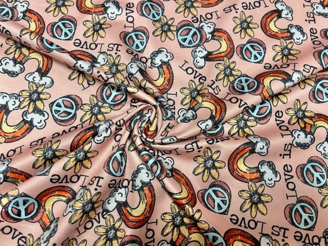 Brittany Frost Designs Love Is Love DBP Print #930 Double Brushed Polyester Spandex Apparel Stretch Fabric 190 GSM 58"-60" Wide By The Yard
