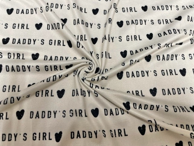 Brittany Frost Designs Daddy's Girl DBP Print #931 Double Brushed Polyester Spandex Apparel Stretch Fabric 190 GSM 58"-60" Wide By The Yard
