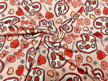Load image into Gallery viewer, 8x3 Rib Brittany Frost Designs XOXO Candy DBP Knit Print #470 Brushed Poly Spandex Stretch 190GSM Apparel Fabric 58&quot;-60&quot; Wide By The Yard