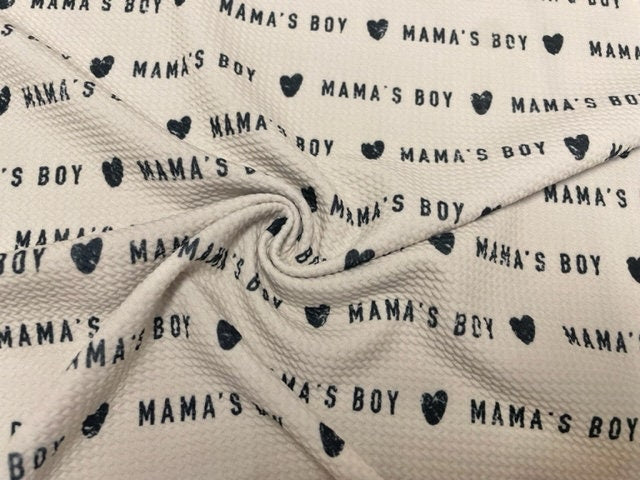 Brittany Frost Designs Mama's Boy Bullet Print #827 Ribbed Scuba Double Knit Stretch Poly Spandex Apparel Craft Fabric 58"-60" Wide BTY