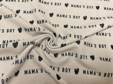 Load image into Gallery viewer, Brittany Frost Designs Mama&#39;s Boy Bullet Print #827 Ribbed Scuba Double Knit Stretch Poly Spandex Apparel Craft Fabric 58&quot;-60&quot; Wide BTY