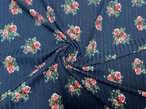 8x3 Floral Rose DBP Knit Print #486 Double Brushed Poly Spandex Stretch 190GSM Apparel Fabric 58"-60" Wide By The Yard