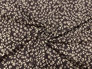 4x2 Leopard Spot Animal DBP Rib Knit Print #498 Double Brushed Poly Spandex Stretch 190GSM Apparel Fabric 58"-60" Wide By The Yard