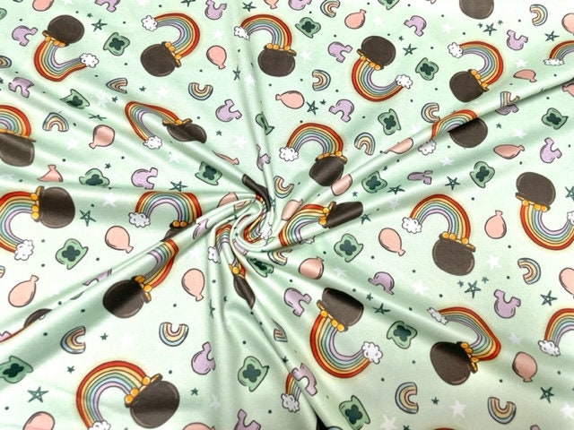 Brittany Frost Designs Rainbow Gold DBP Print #938 Double Brushed Polyester Spandex Apparel Stretch Fabric 190 GSM 58"-60" Wide By The Yard