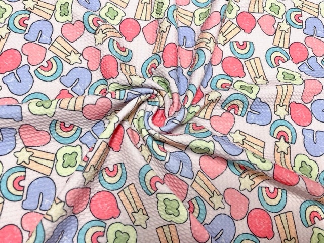 Brittany Frost Designs Marshmallows Bullet Print #850 Ribbed Scuba Double Knit Stretch Poly Spandex Apparel Craft Fabric 58"-60" Wide BTY