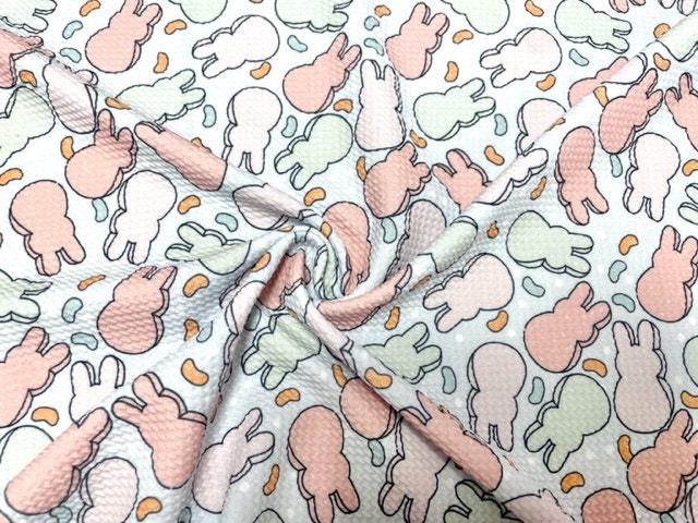 Brittany Frost Designs Easter Peeps Bullet Print #851 Ribbed Scuba Double Knit Stretch Poly Spandex Apparel Craft Fabric 58"-60" Wide BTY