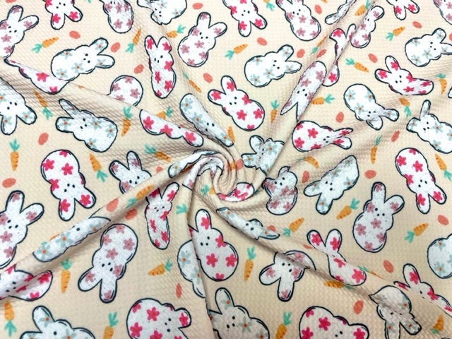 Brittany Frost Designs Floral Peeps Bullet Print #853 Ribbed Scuba Double Knit Stretch Poly Spandex Apparel Craft Fabric 58"-60" Wide BTY