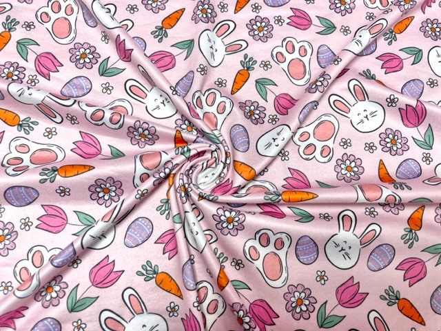 Brittany Frost Designs Bunny Paws DBP Print #942 Double Brushed Polyester Spandex Apparel Stretch Fabric 190 GSM 58"-60" Wide By The Yard
