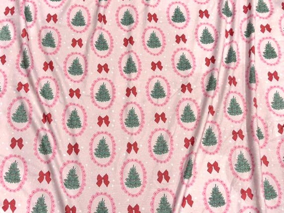 Christmas Tree Bow Super Scuba Techno Print #2075 Double Knit Stretch Fabric Poly Spandex Fabric 58"-60" Wide By The Yard