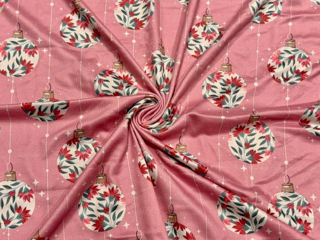Christmas Ornament DBP Print #2086 Double Brushed Polyester Spandex Apparel Stretch Fabric 190 GSM 58"-60" Wide By The Yard