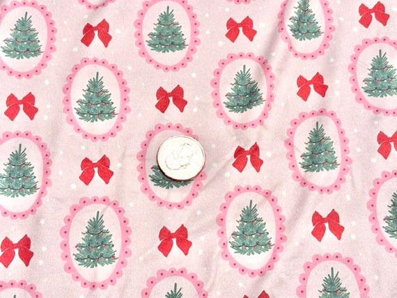 Christmas Tree Bow Super Scuba Techno Print #2075 Double Knit Stretch Fabric Poly Spandex Fabric 58"-60" Wide By The Yard