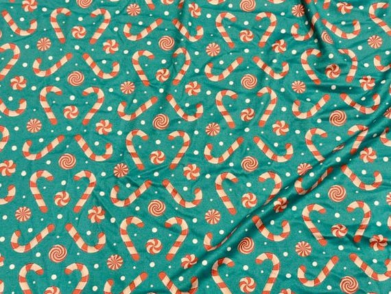 Candy Cane Super Scuba Techno Print #2063 Double Knit Stretch Fabric Poly Spandex Fabric 58"-60" Wide By The Yard