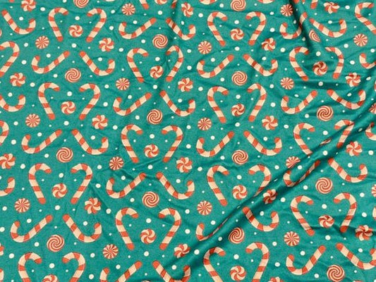 Candy Cane Super Scuba Techno Print #2063 Double Knit Stretch Fabric Poly Spandex Fabric 58"-60" Wide By The Yard