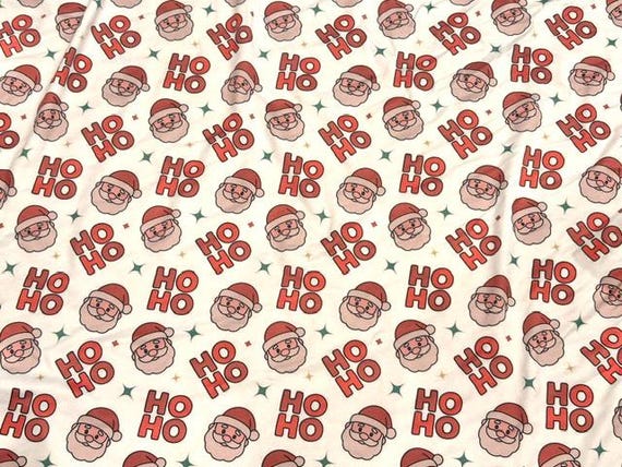 Ho Ho Ho Super Scuba Techno Print #2068 Double Knit Stretch Fabric Poly Spandex Fabric 58"-60" Wide By The Yard