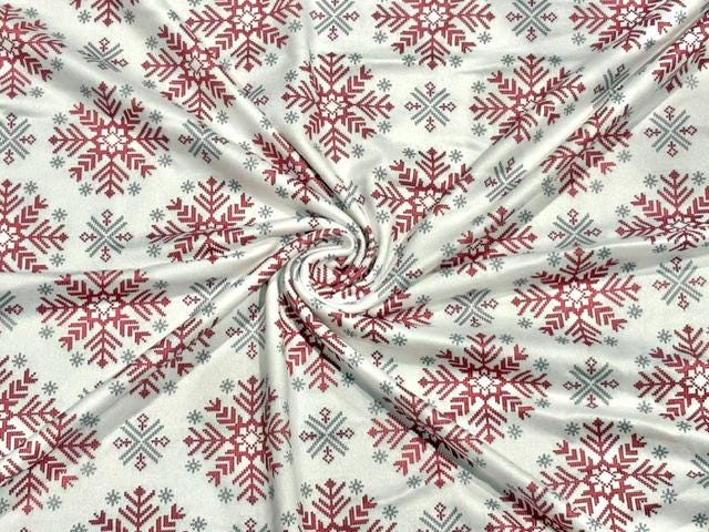 Snowflake DBP Print #2080 Double Brushed Polyester Spandex Apparel Stretch Fabric 190 GSM 58"-60" Wide By The Yard