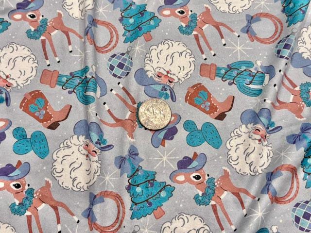 Western Santa DBP Print #2088 Double Brushed Polyester Spandex Apparel Stretch Fabric 190 GSM 58"-60" Wide By The Yard