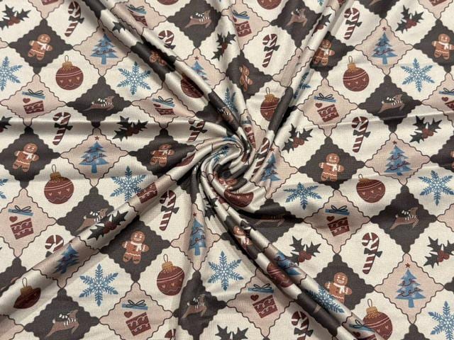 Christmas Trellis DBP Print #2090 Double Brushed Polyester Spandex Apparel Stretch Fabric 190 GSM 58"-60" Wide By The Yard