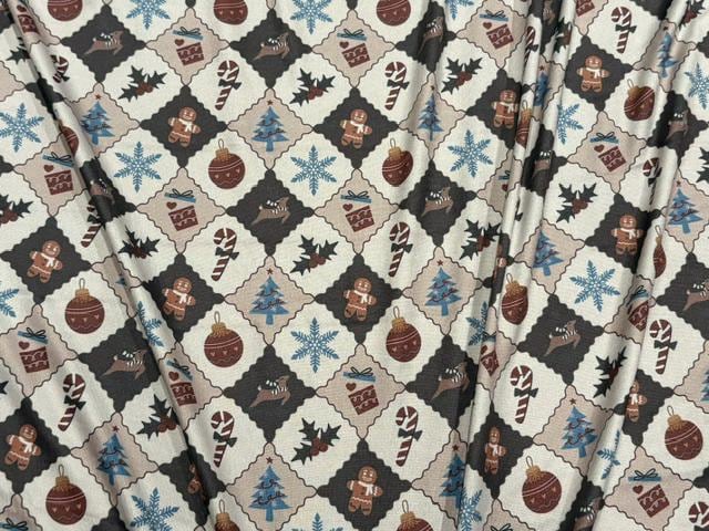 Christmas Trellis DBP Print #2090 Double Brushed Polyester Spandex Apparel Stretch Fabric 190 GSM 58"-60" Wide By The Yard