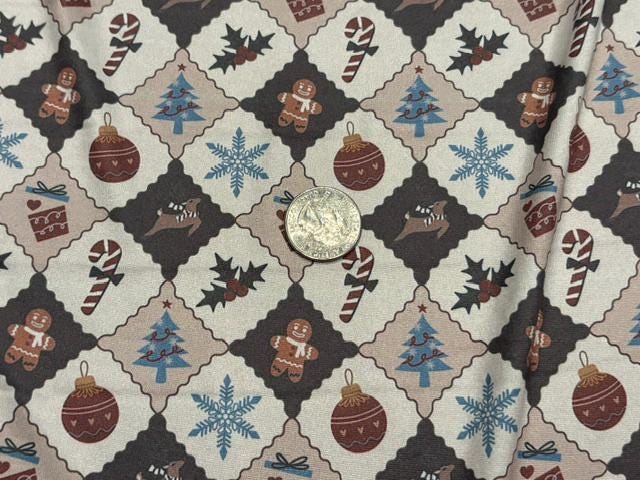 Christmas Trellis DBP Print #2090 Double Brushed Polyester Spandex Apparel Stretch Fabric 190 GSM 58"-60" Wide By The Yard