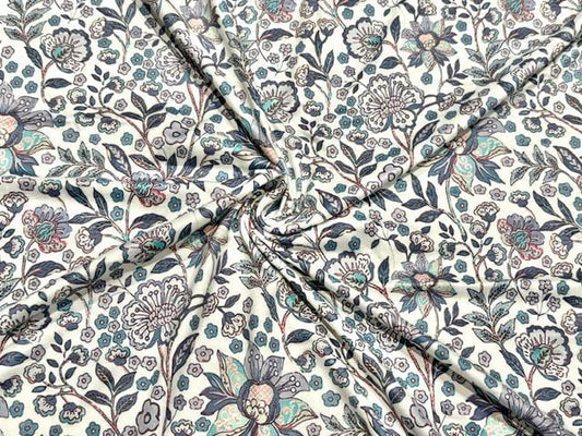 Classic Floral DBP Print #2092 Double Brushed Polyester Spandex Apparel Stretch Fabric 190 GSM 58"-60" Wide By The Yard