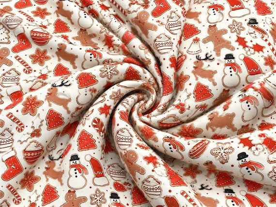 Christmas Super Scuba Techno Print #2065 Double Knit Stretch Fabric Poly Spandex Fabric 58"-60" Wide By The Yard