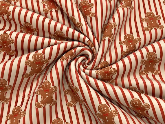 Gingerbread Man Super Scuba Techno Print #2083 Double Knit Stretch Fabric Poly Spandex Fabric 58"-60" Wide By The Yard