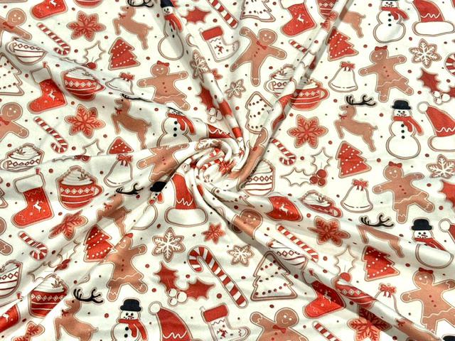Christmas DBP Print #2065 Double Brushed Polyester Spandex Apparel Stretch Fabric 190 GSM 58"-60" Wide By The Yard