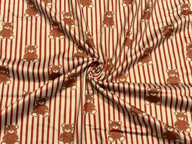 Teddy Bear DBP Print #2096 Double Brushed Polyester Spandex Apparel Stretch Fabric 190 GSM 58"-60" Wide By The Yard