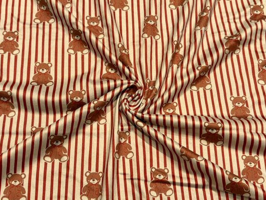 Teddy Bear DBP Print #2096 Double Brushed Polyester Spandex Apparel Stretch Fabric 190 GSM 58"-60" Wide By The Yard