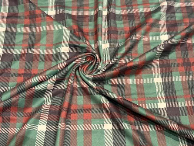 Holiday Plaid DBP Print #2082 Double Brushed Polyester Spandex Apparel Stretch Fabric 190 GSM 58"-60" Wide By The Yard