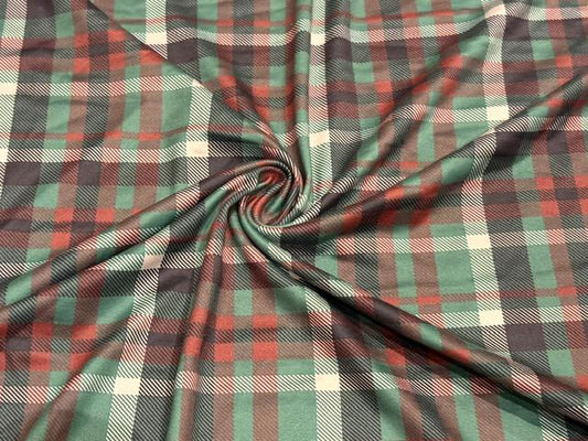 Holiday Plaid DBP Print #2082 Double Brushed Polyester Spandex Apparel Stretch Fabric 190 GSM 58"-60" Wide By The Yard