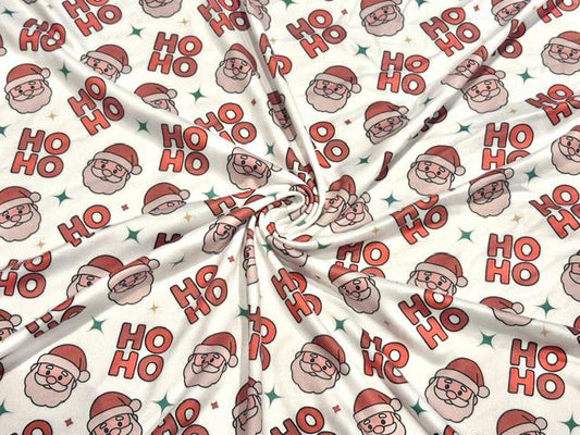 Ho Ho Ho DBP Print #2068 Double Brushed Polyester Spandex Apparel Stretch Fabric 190 GSM 58"-60" Wide By The Yard