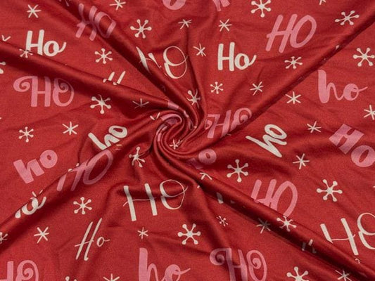 Ho Ho Ho DBP Print #2078 Double Brushed Polyester Spandex Apparel Stretch Fabric 190 GSM 58"-60" Wide By The Yard
