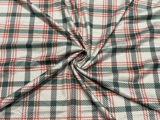 Holiday Plaid DBP Print #2097 Double Brushed Polyester Spandex Apparel Stretch Fabric 190 GSM 58"-60" Wide By The Yard