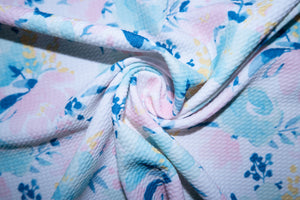 Watercolor Pastel Floral Bullet Print #111 Ribbed Scuba Techno Double Knit 2-Way Stretch Poly Spandex Apparel Craft Fabric 58"-60" Wide BTY