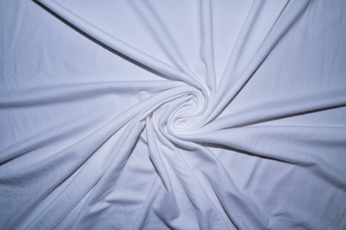 White #01 Double Brushed Polyester Spandex Apparel Stretch Fabric 190 GSM 58"-60" Wide By The Yard
