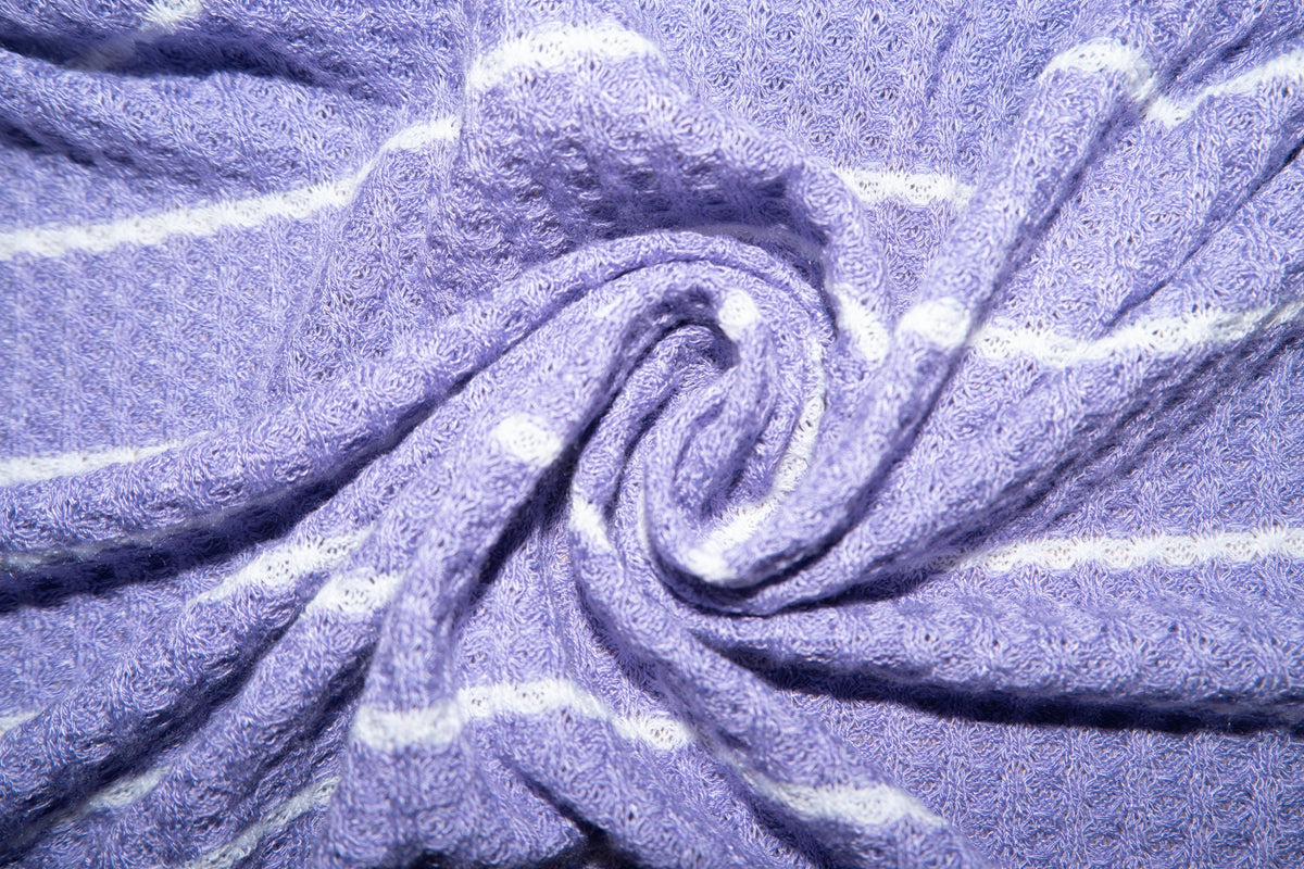 Lavender Waffle Sweater Knit #48 Yarn Dyed Poly Rayon Spandex 210 GSM Fabric Medium Weight 58"-60" Wide By The Yard