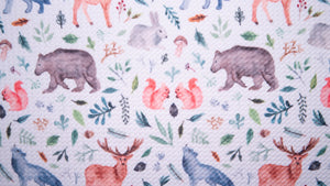 Woodland Animals Bullet Print #181 Ribbed Scuba Techno Double Knit 2-Way Stretch Poly Spandex Apparel Craft Fabric 58"-60" Wide BTY